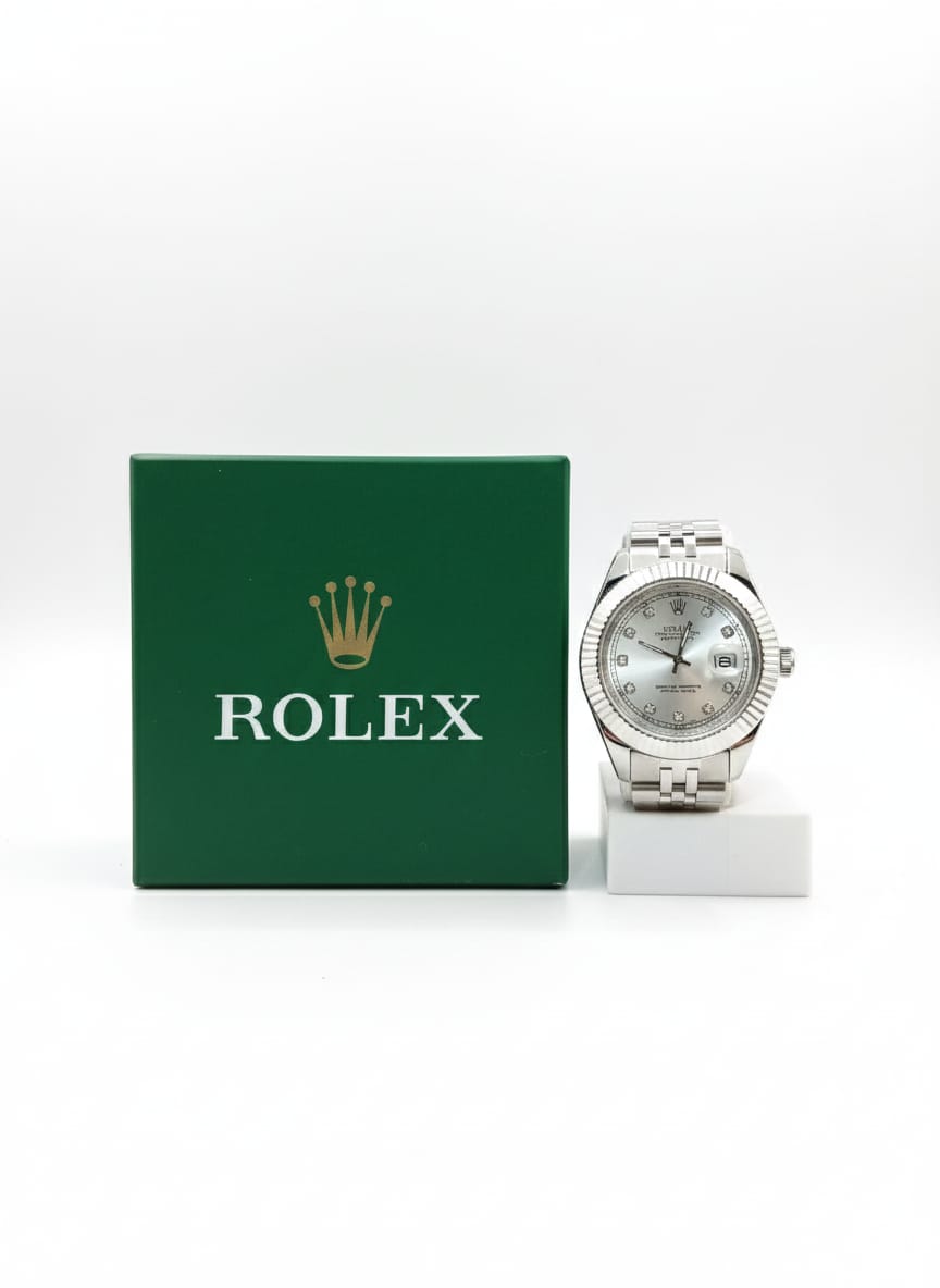 Rolex Quartz movement silver with white cut dial