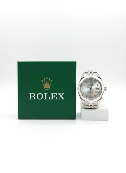 Rolex Quartz movement silver with white cut dial