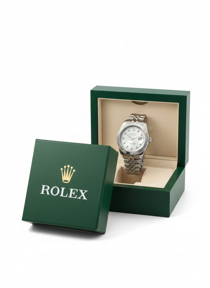 Rolex Quartz movement silver with white cut dial
