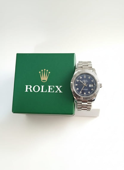 Rolex Quartz movement silver with blue cut dial